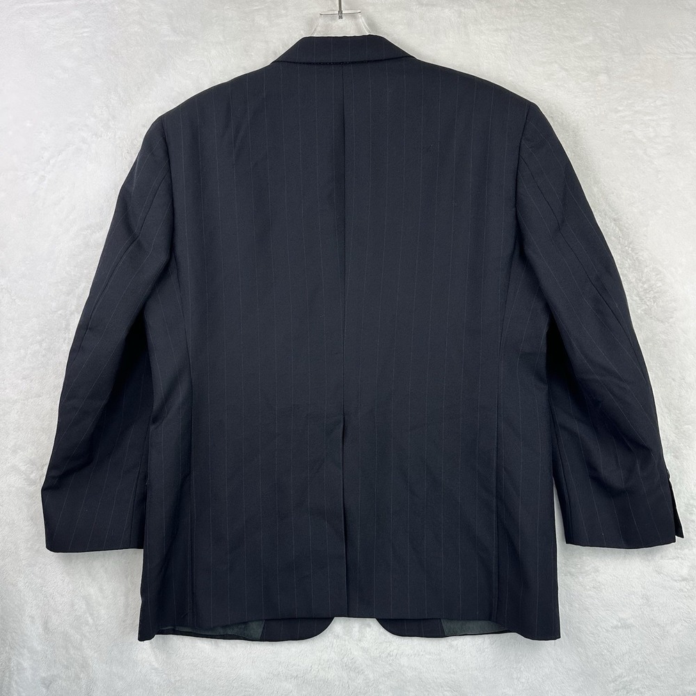 Hart Schaffner & Marx Mens 44R Black Pinstripe Wool Dress Suit Jacket 2 Btn EUC - Picture 8 of 15